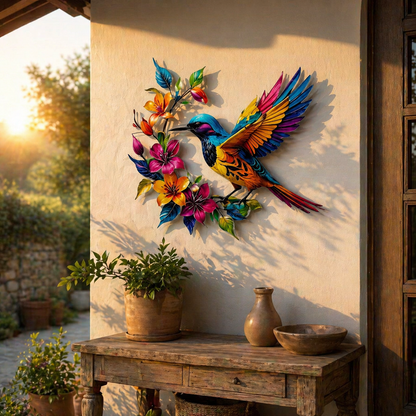 💖Hummingbird Bloom Metal Wall Art