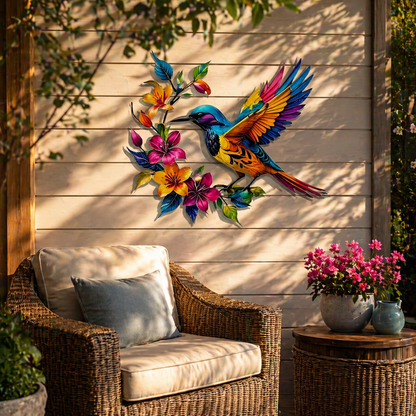 💖Hummingbird Bloom Metal Wall Art