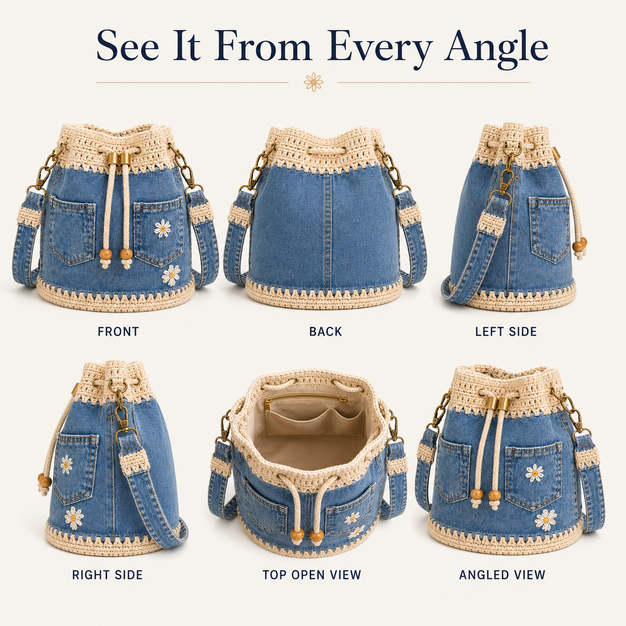 🔥Last Day 49% OFF-Denim Crochet Bucket Bag