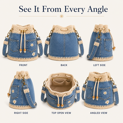 🔥Last Day 49% OFF-Denim Crochet Bucket Bag