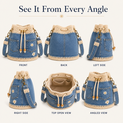 🔥Last Day 49% OFF-Denim Crochet Bucket Bag