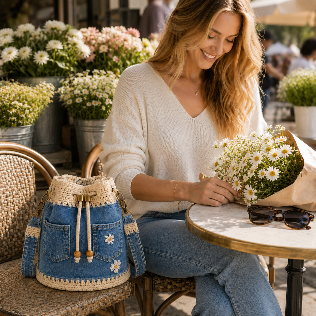 🔥Last Day 49% OFF-Denim Crochet Bucket Bag