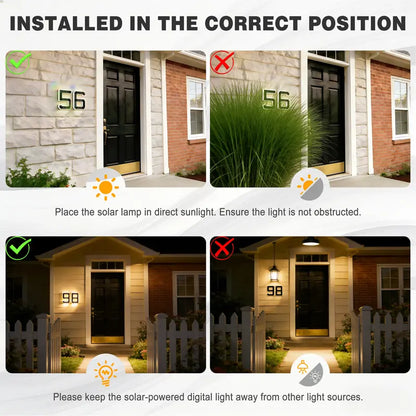 Solar Lighted House Numbers 9 Inch Waterproof LED Address Signs for Outside Modern House Numbers
