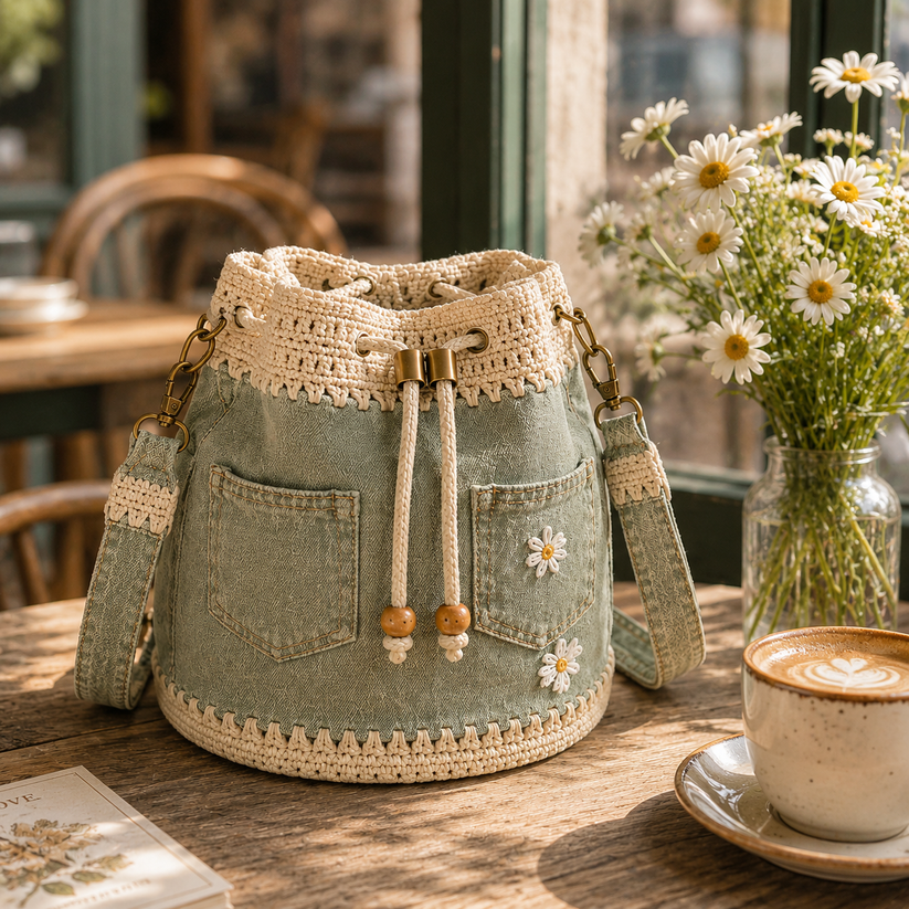 🔥Last Day 49% OFF-Denim Crochet Bucket Bag