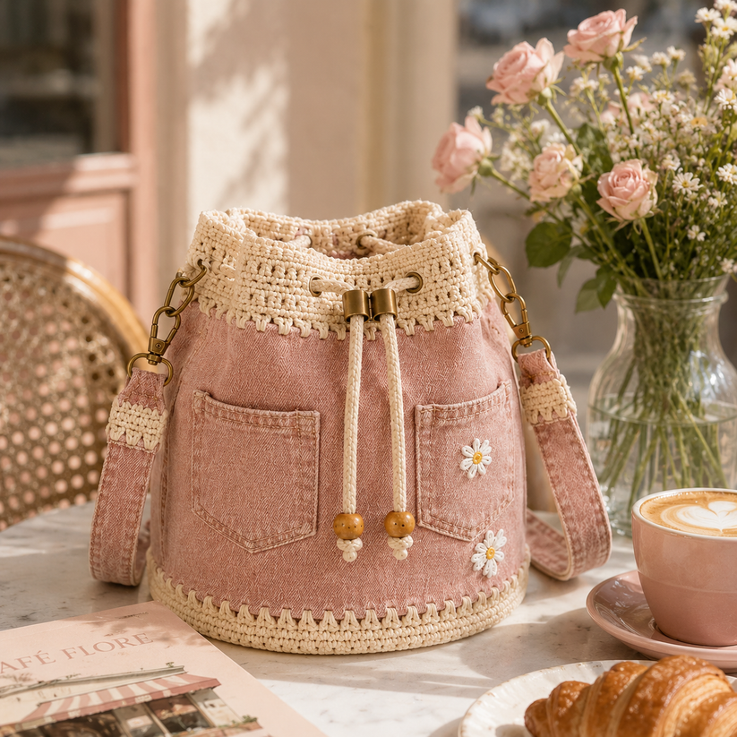 🔥Last Day 49% OFF-Denim Crochet Bucket Bag