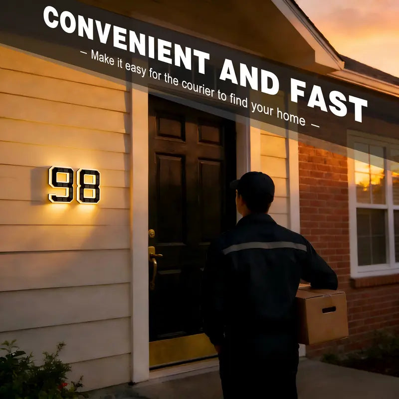 Solar Lighted House Numbers 9 Inch Waterproof LED Address Signs for Outside Modern House Numbers
