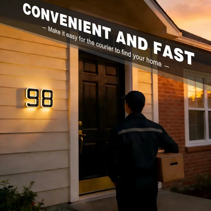 Solar Lighted House Numbers 9 Inch Waterproof LED Address Signs for Outside Modern House Numbers