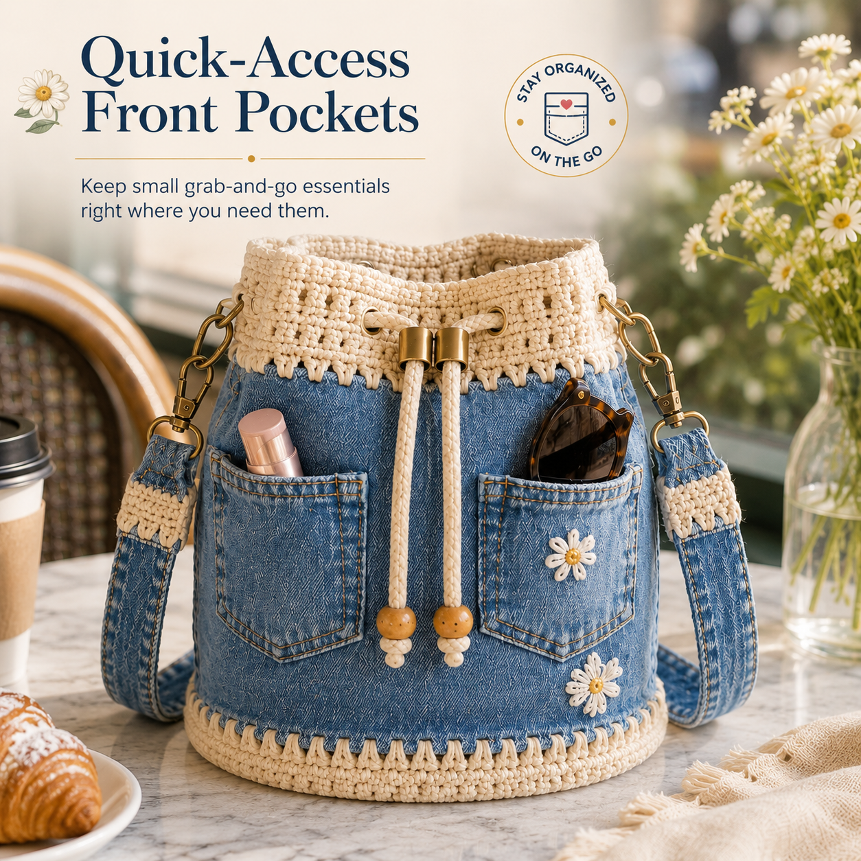 🔥Last Day 49% OFF-Denim Crochet Bucket Bag