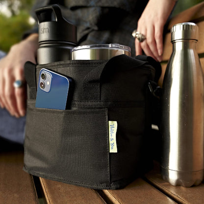 🔥🔥Family Size 4 Compartment Bottle Holder with Strap Adjustable Insert Fits Large and Small Drinks