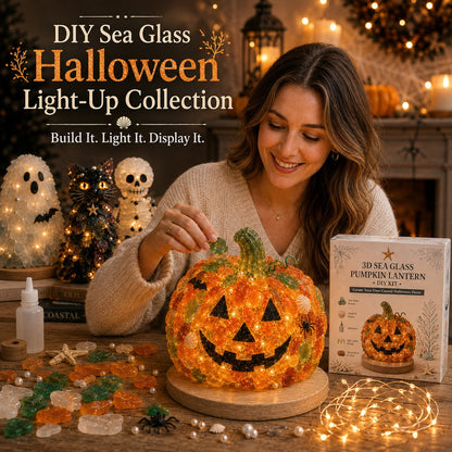 🔥😍 Last Day 49% OFF – 🎃 Beginner-Friendly DIY Lighted Sea Glass Halloween Character Kit Collection | Complete Kit with Sea Glass Pieces, LED Lights & Step-by-Step Guide Included 💕