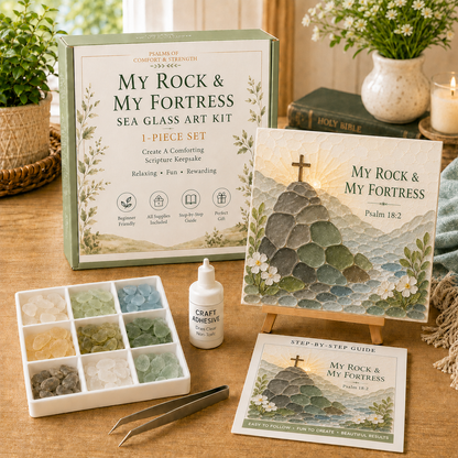 🔥 LAST DAY 49% OFF✝️ Psalms of Comfort & Strength Sea Glass Art Kit