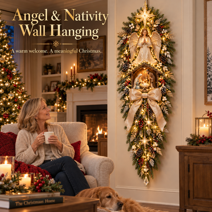 ✨ Last Day 49% OFF✝️✨Angel & Nativity Scene Wreath Christmas Wall Hanging