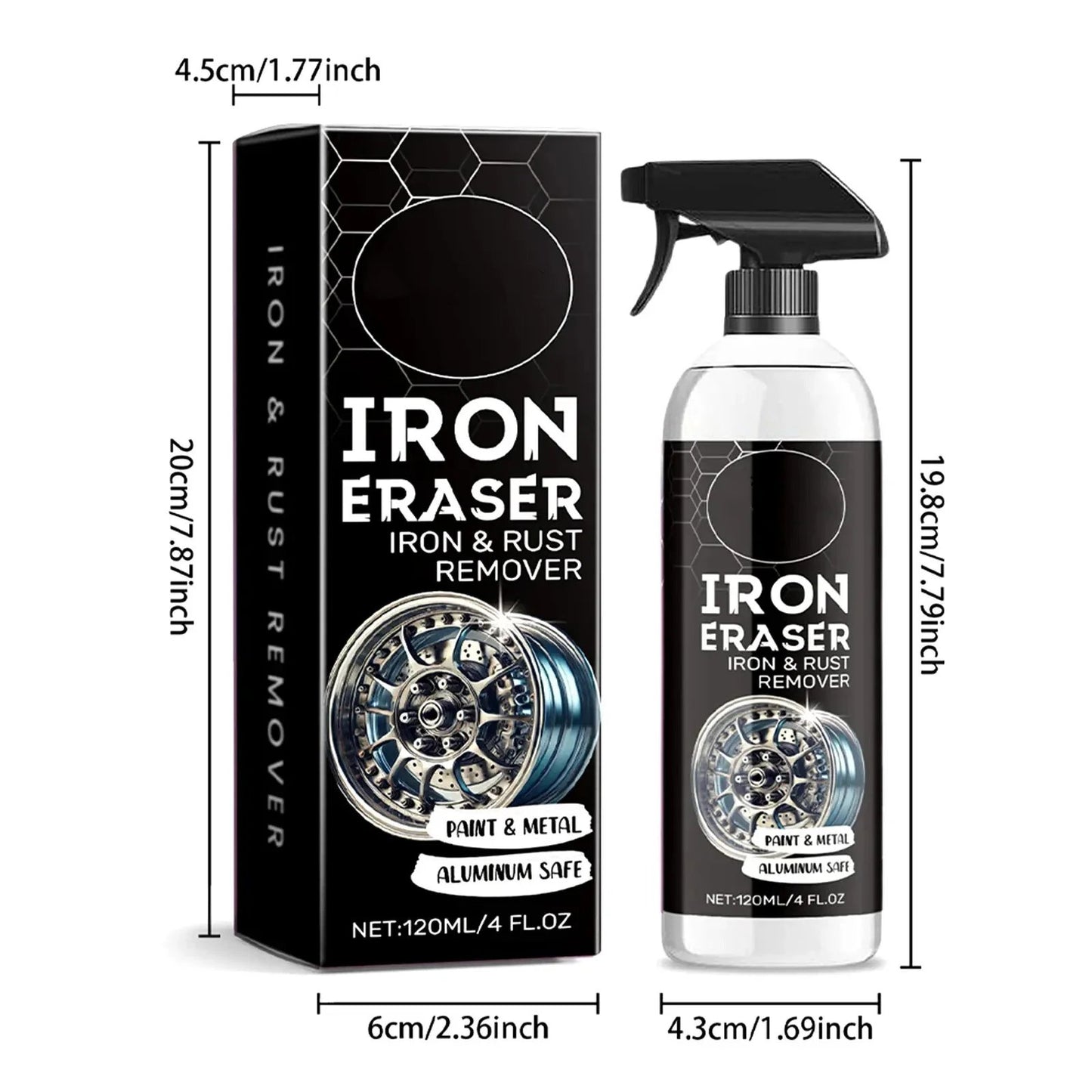 🚘✨️Iron Eraser Spray – 💪🏼Heavy-Duty Iron Remover For Wheel & Paint🏁 | Aluminum-Safe No Damage Restore Gloss✨