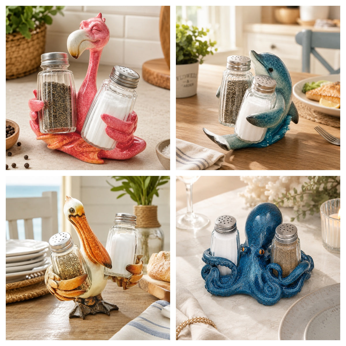 ⚡Hot Sales 49% OFF🔥-Coastal Animal Salt & Pepper Shaker Holder Set