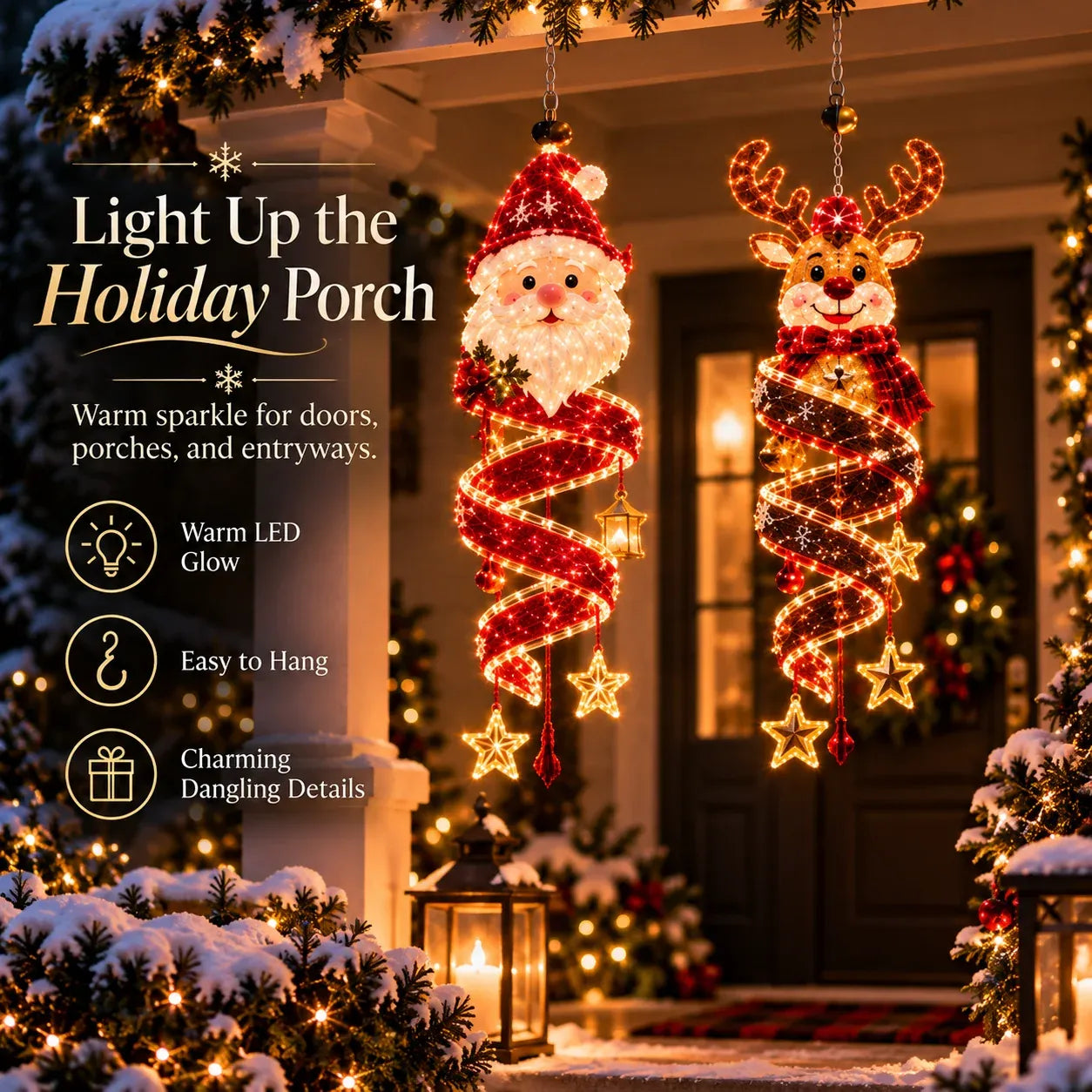 ⏳ Last Day 49% OFF – 🎄Christmas Magic Spiral™ Hanging LED Light Collection – 9 Festive Designs ✨ | Suspended Glowing Characters with Spiral Lights & Hanging Details for Porches, Windows, Entryways & Holiday Displays