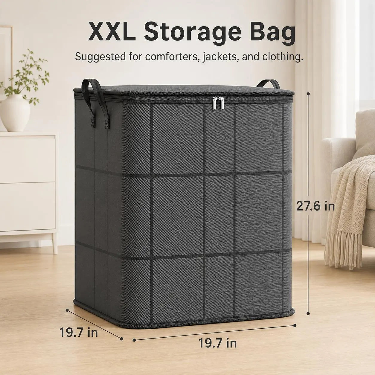 XXL storage bag with 19.7 by 19.7 by 27.6 inch dimensions