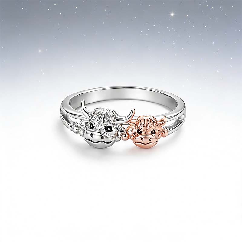🔥LAST DAY 70% OFF 💕 ✨ Handcrafted Highland Cow Adjustable Ring