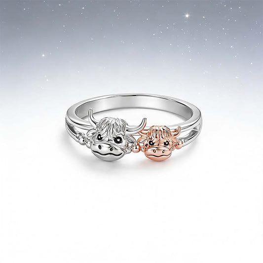 🏆Last Day Promotion 49% OFF 💕 ✨ Handcrafted Highland Cow 925 Sterling Silver Adjustable Ring