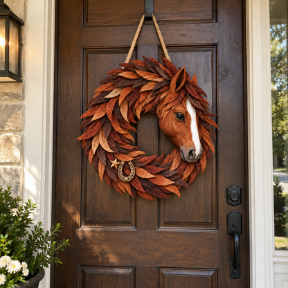 🐴🤎Rustic Horse Head Wreath – Western Farmhouse Wall & Door Decor