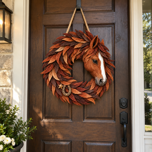 🐴🤎Rustic Horse Head Wreath – Western Farmhouse Wall & Door Decor