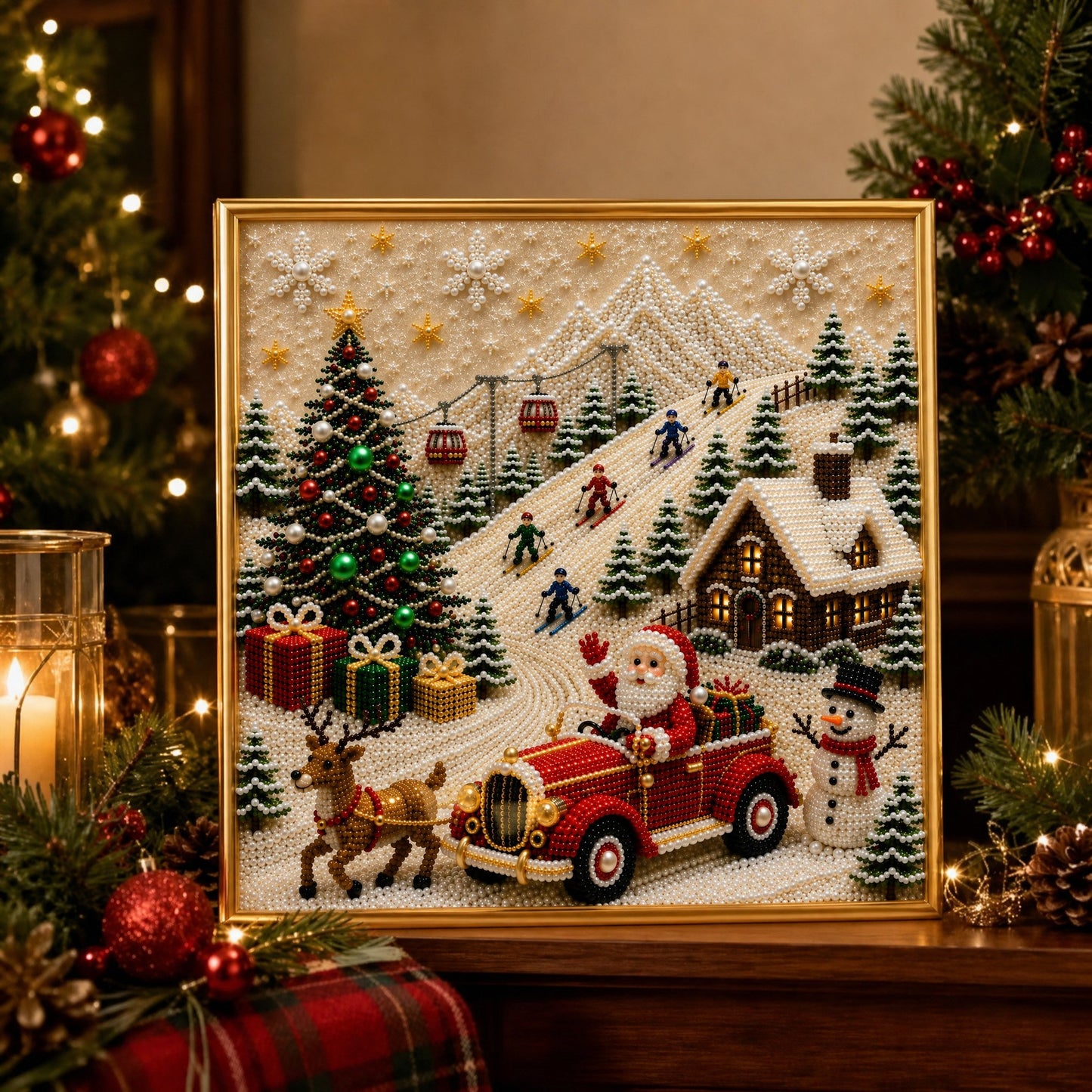 🎄Relaxing & Beginner-Friendly🎅 Premium 3D Pearl Christmas Wall Art Kit ⛄️❄️