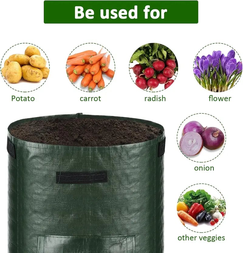 🥔 10 Gallon Potato Grow Bags (Set of 3) – Easy Harvest Flap 🌱