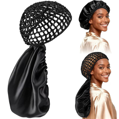 Detachable Satin Hair Wrap & Hair Net — 2-in-1 Design