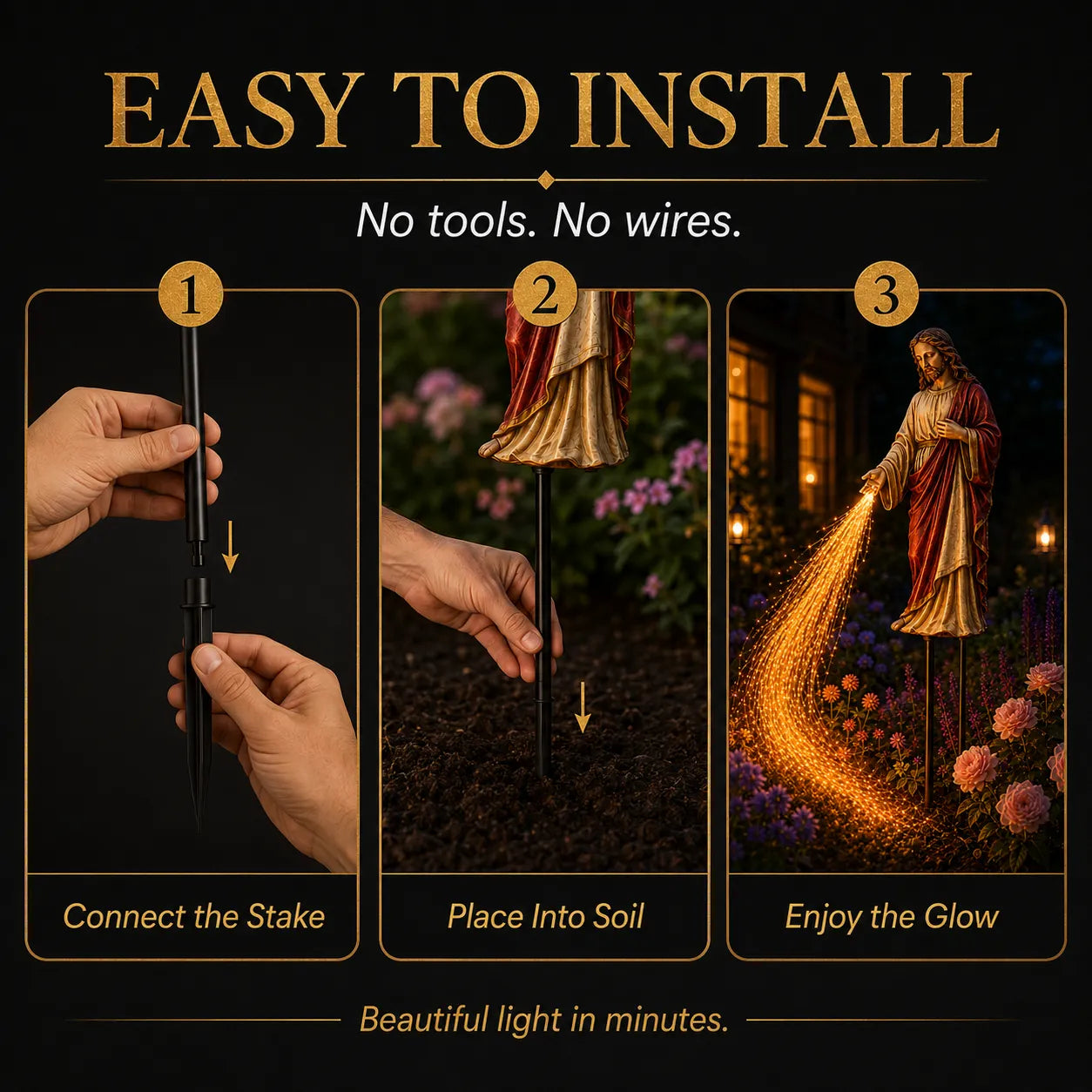 ✝️ Solar Jesus Fiber Optic Garden Light ✨ | Faith-Inspired Outdoor Decor🔥