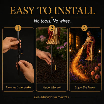 ✝️ Solar Jesus Fiber Optic Garden Light ✨ | Faith-Inspired Outdoor Decor🔥