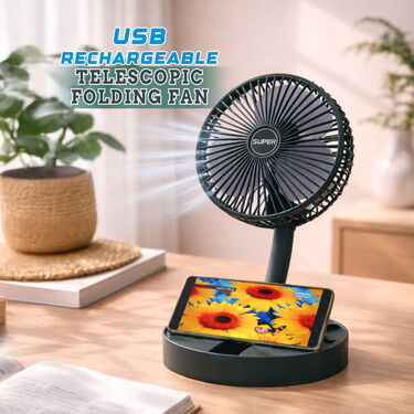 🔥USB Rechargeable Mini Telescopic Folding Fan
