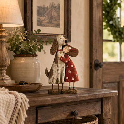 ❤️Girl & Her Best Friend Folk Art Figurine