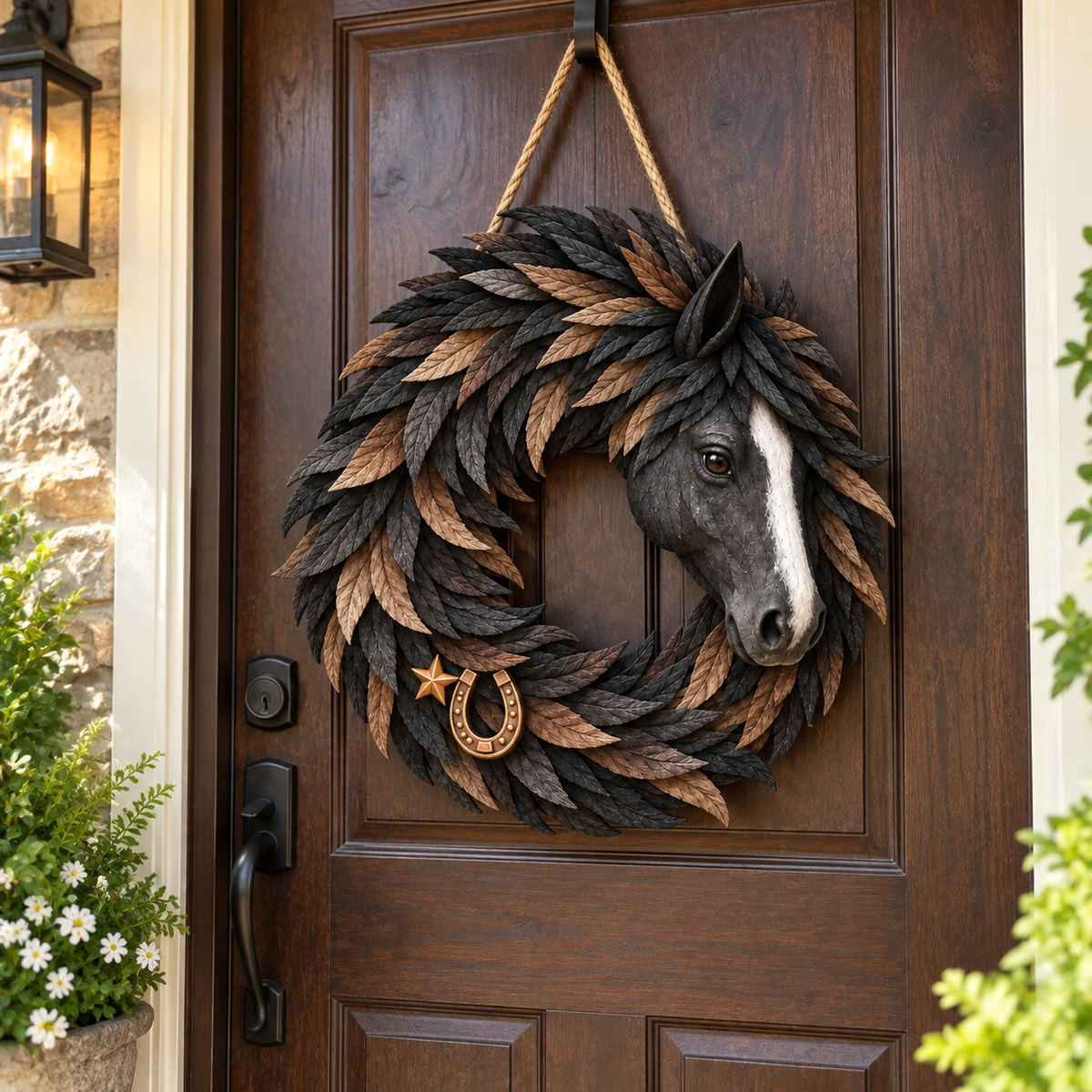 🐴🤎Rustic Horse Head Wreath – Western Farmhouse Wall & Door Decor