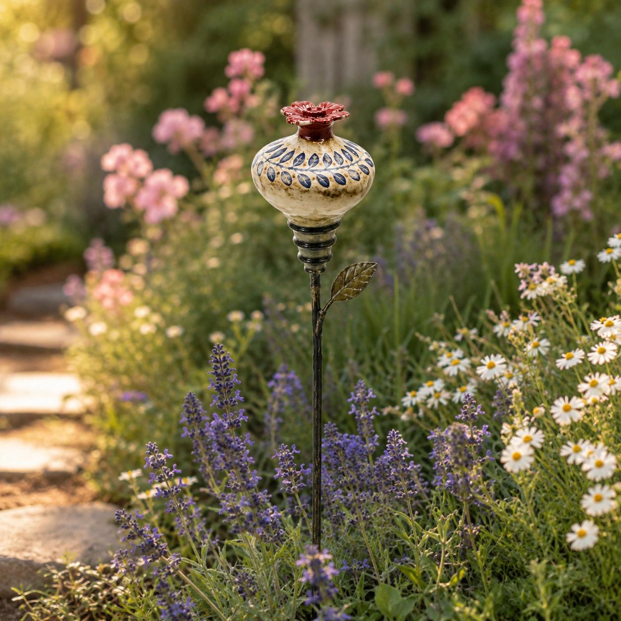 🐦🌸 Keramische Bloem Kolibrievoeder – Romantische Tuinsfeer Met Een Vintage Touch! ✨