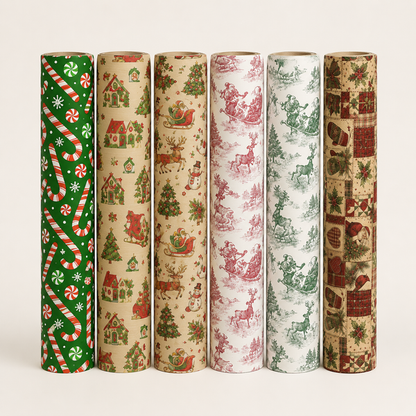 🎄Vintage Christmas gift wrapping Kraft paper, 43cm x 5 m Recyclable Kraft