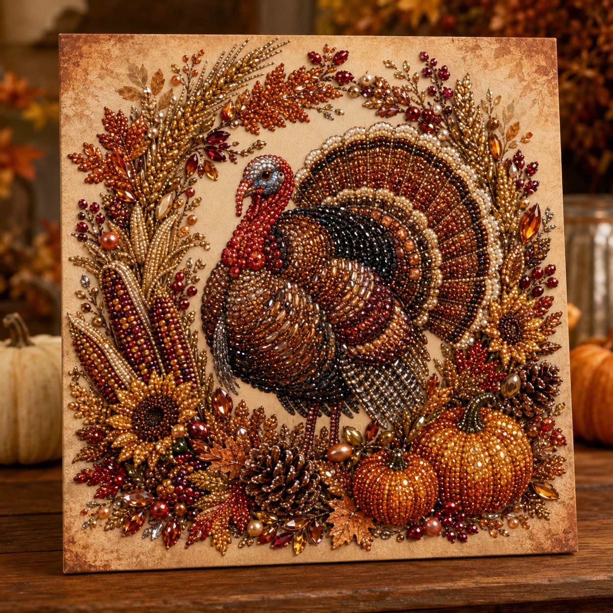 🍂 LAST DAY 49% OFF – Premium 3D Pearl Autumn & Thanksgiving Diamond Painting Art Kit | Luxury Flocked Canvas with Scratch-Resistant Non-Fading Pearl Beads DIY Fall Harvest Decor 🍁🦃💎