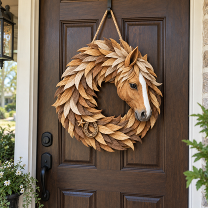 🐴🤎Rustic Horse Head Wreath – Western Farmhouse Wall & Door Decor