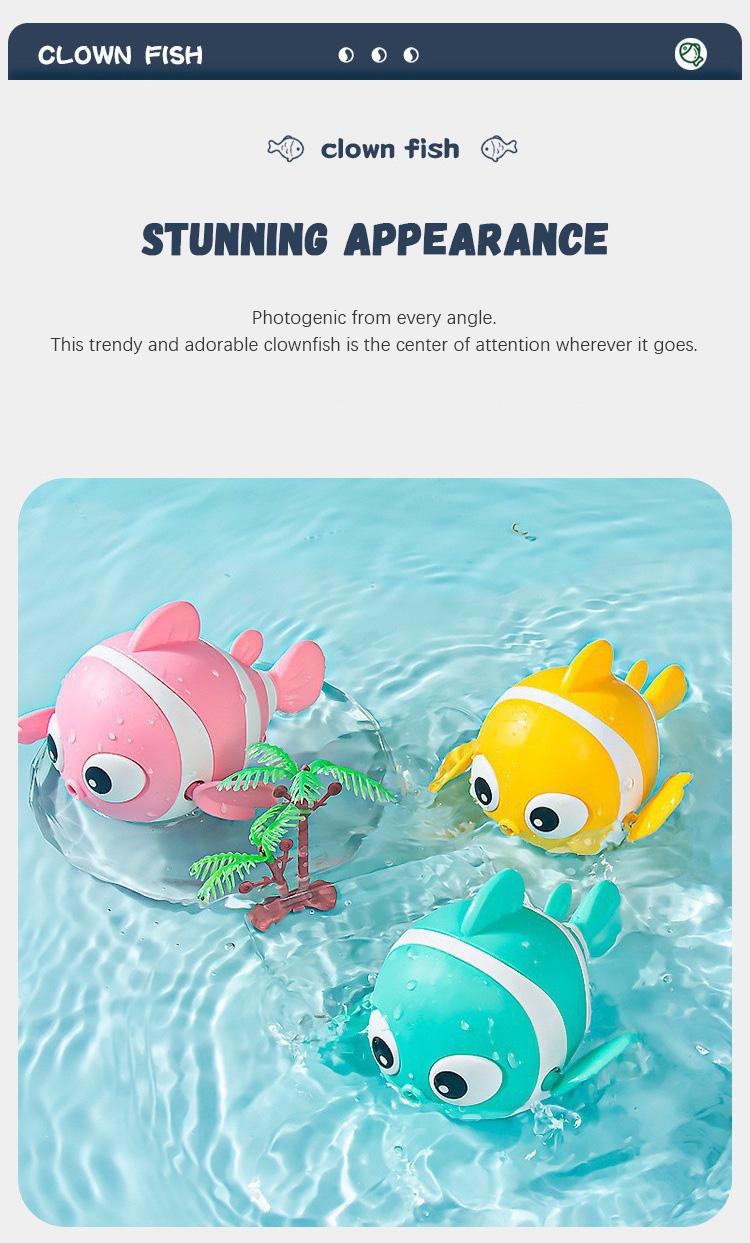 🐟🪸Baby bath clownfish wind-up toy for bathing, children's chain toy for water play