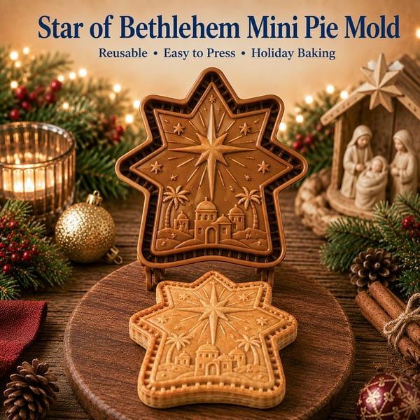 ✝️ Faith & Nativity Christmas Mini Pie Mold Collection | Reusable Embossed Molds for Shaping Detailed Praying Jesus, Nativity Stable and so on Pies🥧✨