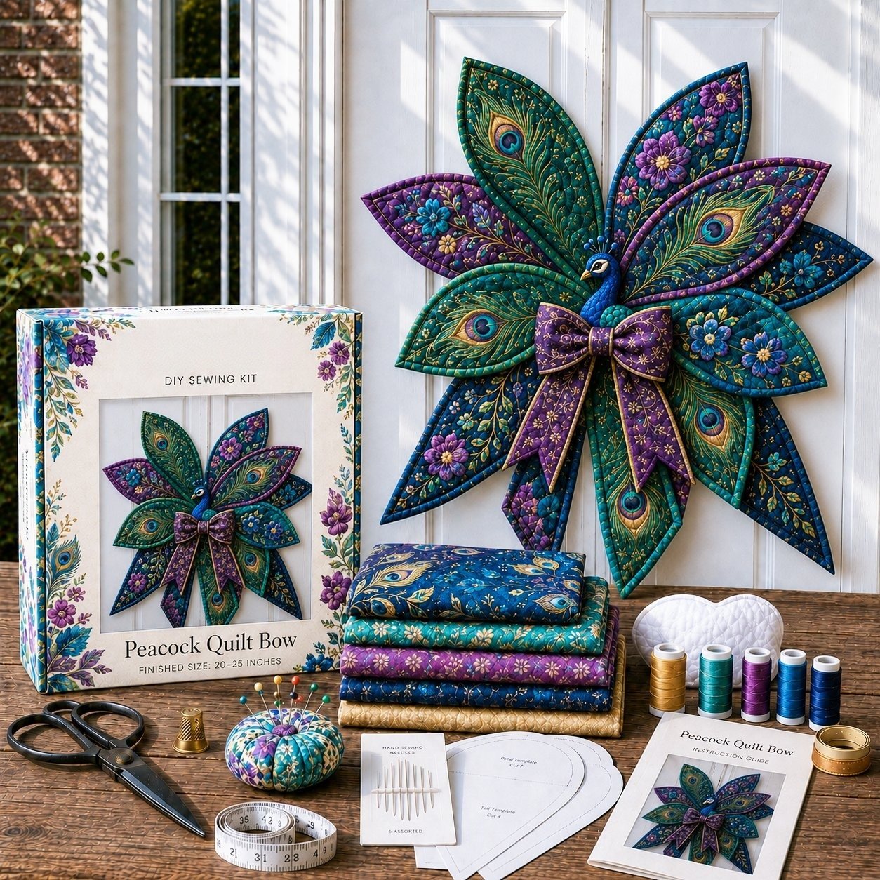 ⏳ Last Day 49% OFF – 🎀 Beginner-Friendly Oversized Quilted Bow Sewing Kit | Coordinated Printed Fabrics, Batting, Pre-Designed Templates & Complete Supplies for a Full 23–25 in 3D Statement Bow ✨