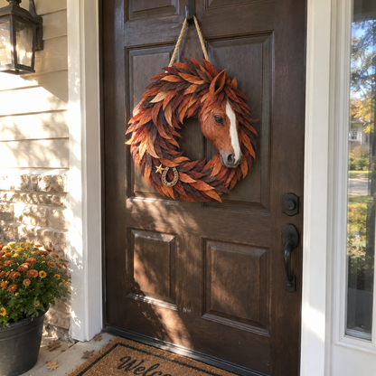 🐴🤎Rustic Horse Head Wreath – Western Farmhouse Wall & Door Decor