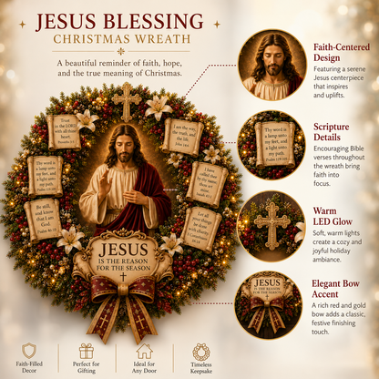 🔥Hot Sale 40% OFF✝️ Jesus Blessing Christmas Wreath