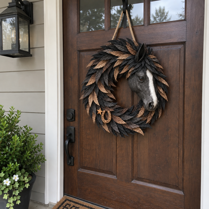 🐴🤎Rustic Horse Head Wreath – Western Farmhouse Wall & Door Decor