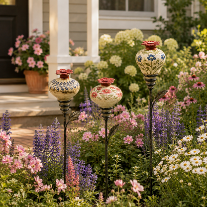 🐦🌸 Keramische Bloem Kolibrievoeder – Romantische Tuinsfeer Met Een Vintage Touch! ✨
