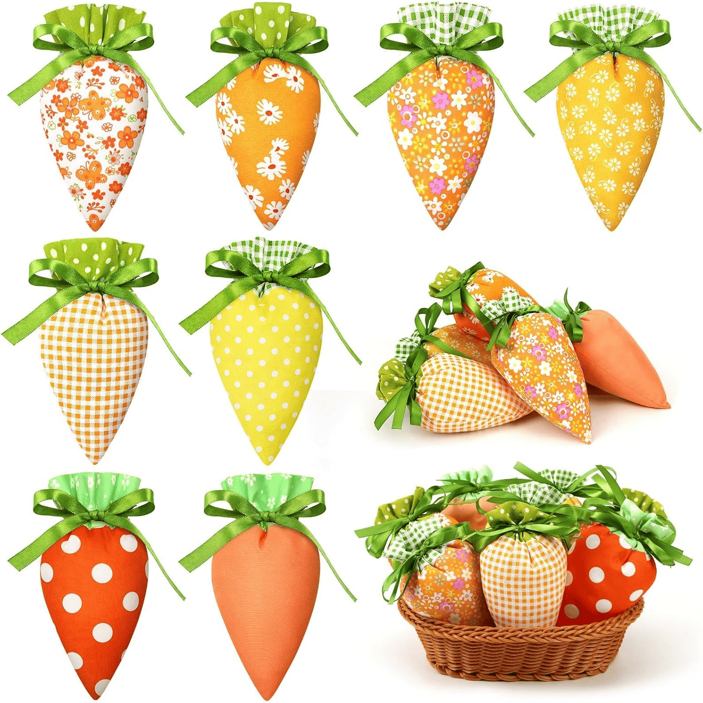 8/12/24Pcs Easter Carrot Drawstring Bags, Candy Gift Bags for Party & Egg Hunt