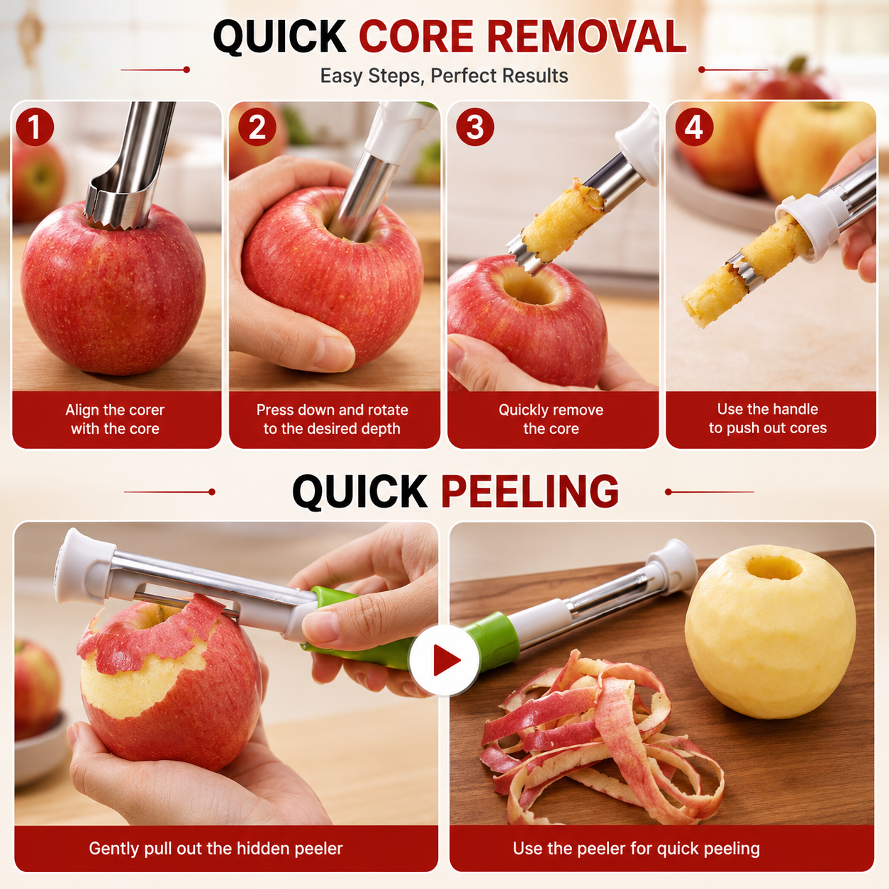 🍎🍐2pack- 2-in-1 Fruit Corer & Peeler | Core & Peel in Seconds