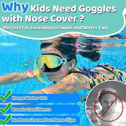 🏊‍♀️Summer is coming🏊‍♀️-HD children's large frame waterproof and anti-fog swimming goggles