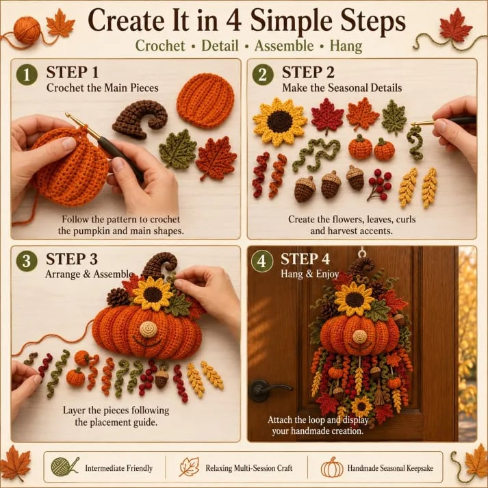🧶 DIY Seasonal 3D Crochet Door Hanger Kit Collection | Coordinated Yarn, Filling, Accessories & Step-by-Step Instructions Included 💕