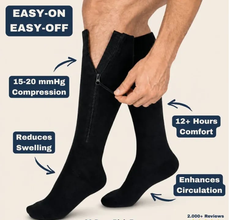 ❌No More Struggle 🏃‍♂️ Sports Zipper Socks – Comfort, Support & Easy On/Off