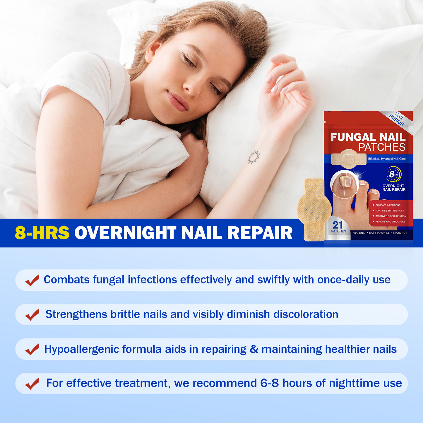 Fungal Nail Patches -- Fast, Effective, Long-Lasting, 21 Pcs / Set