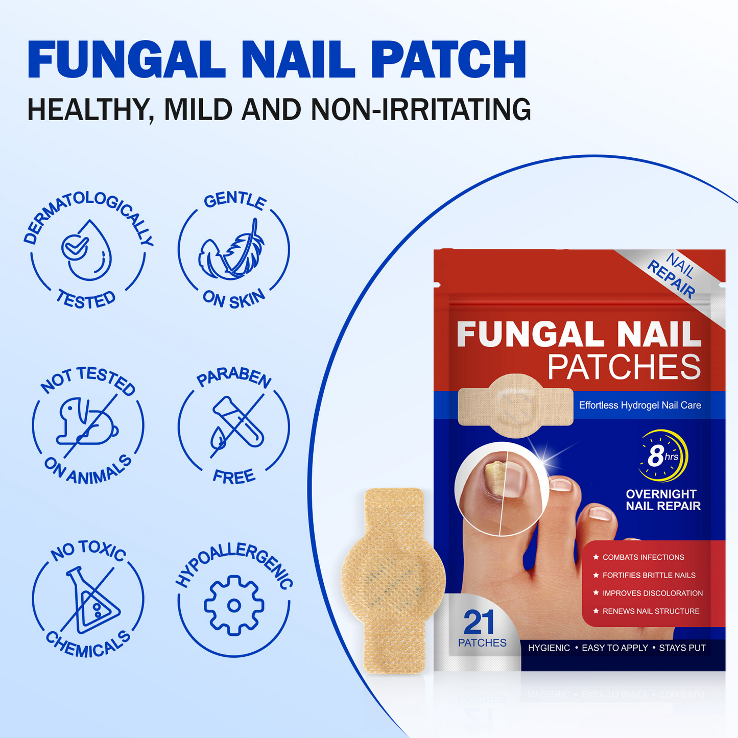 Fungal Nail Patches -- Fast, Effective, Long-Lasting, 21 Pcs / Set